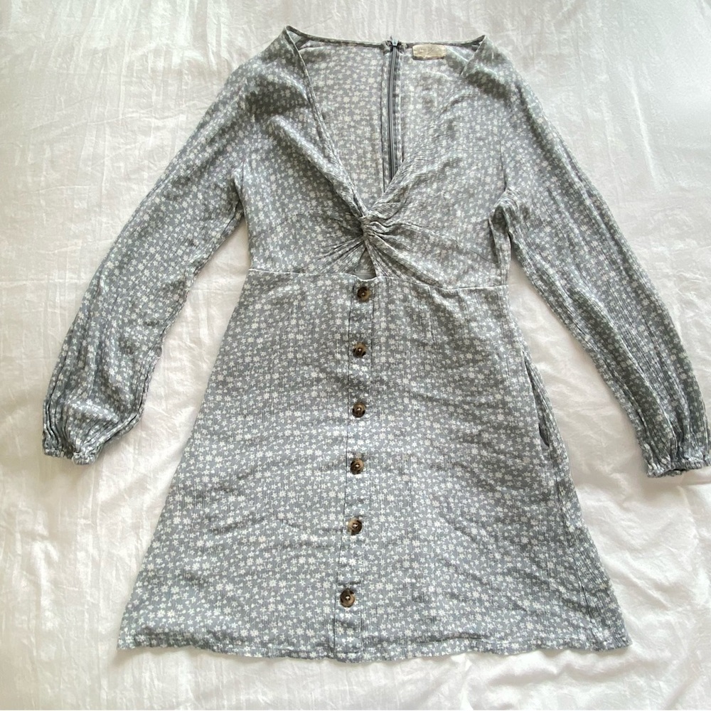 SOLD Tilly’s Sky & Sparrow Tiny Floral Print Dusty Blue Dress